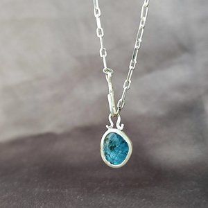 Handmade Sterling Silver Blue Kyanite Pendant Necklace · Natural Gemstone